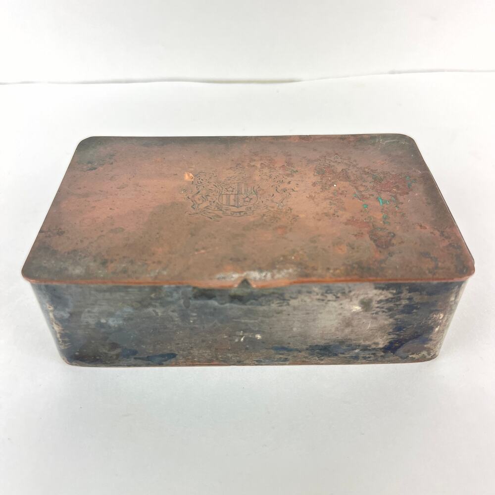 Hand Made Brass Cigarette Box With Hinged Lid